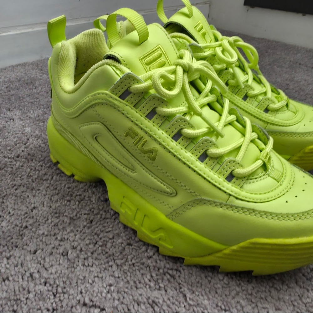 FILA Neon Yellow Chunky Lace-Up Sneakers